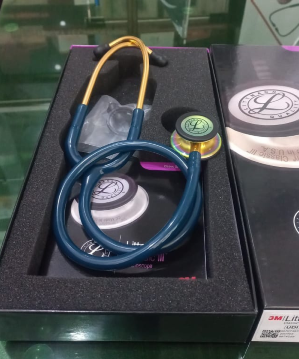 Littmann Classic III Stethoscope Caribbean Blue Tube Rainbow Finish (5807)