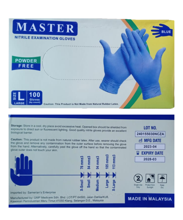 Master Nitrile Examination Gloves - Powder Free