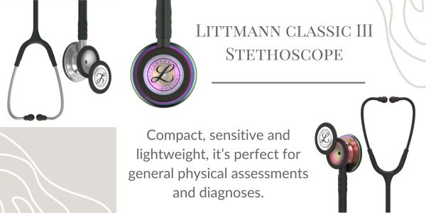 Littmann classic III stethoscope full black with rainbow finish chestpiece