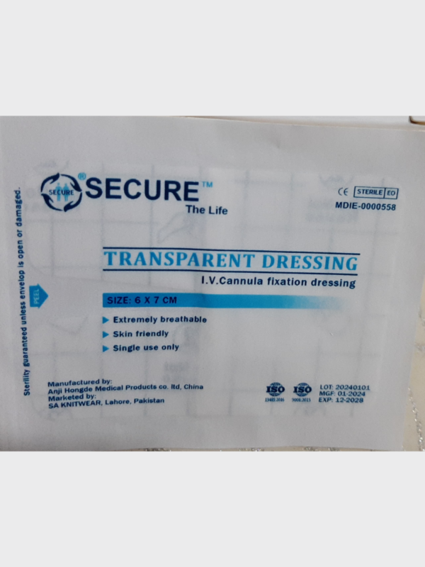 Transparent I.V. Cannula Fixation Dressing