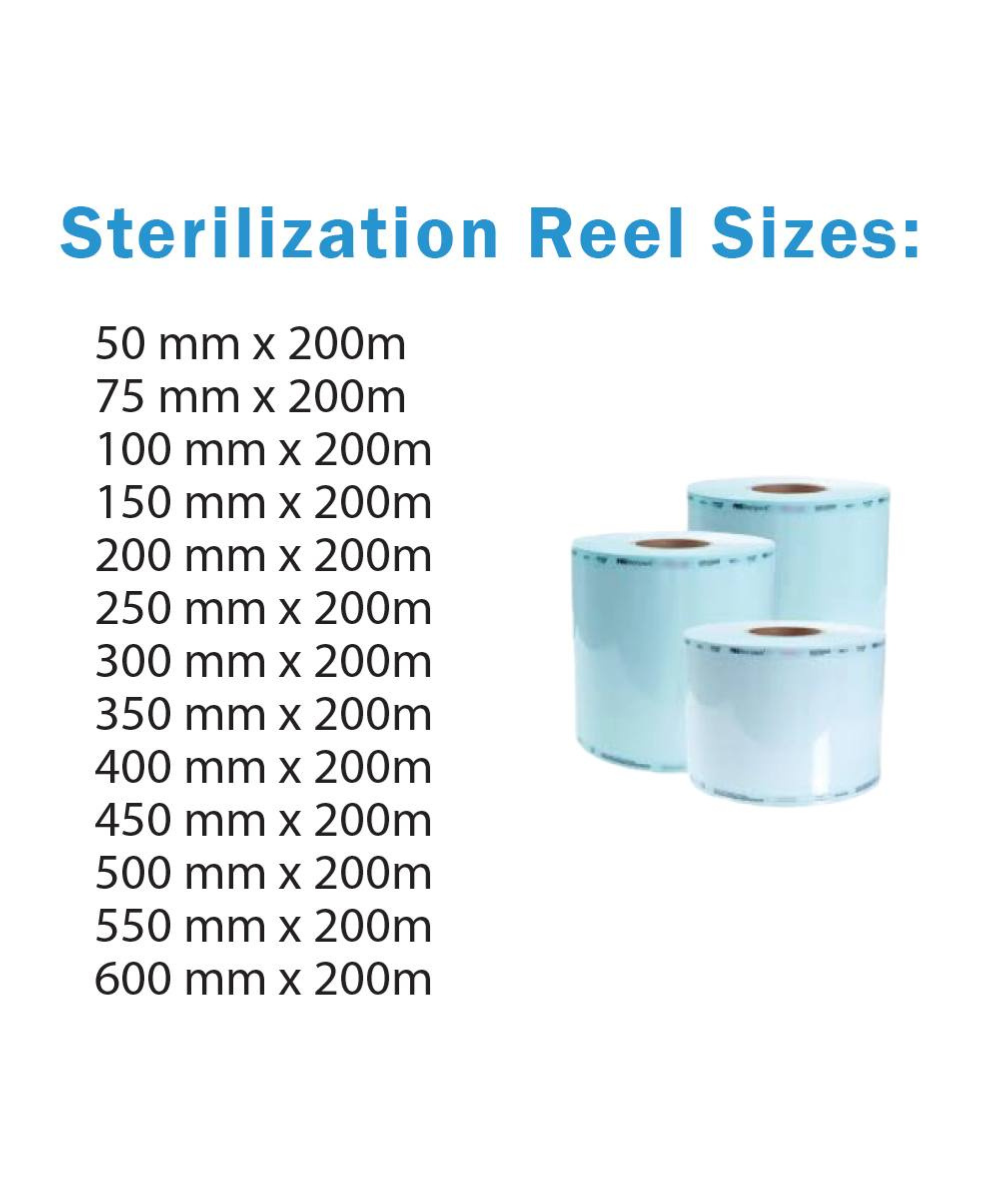 sizes of sterilization reels for instruments